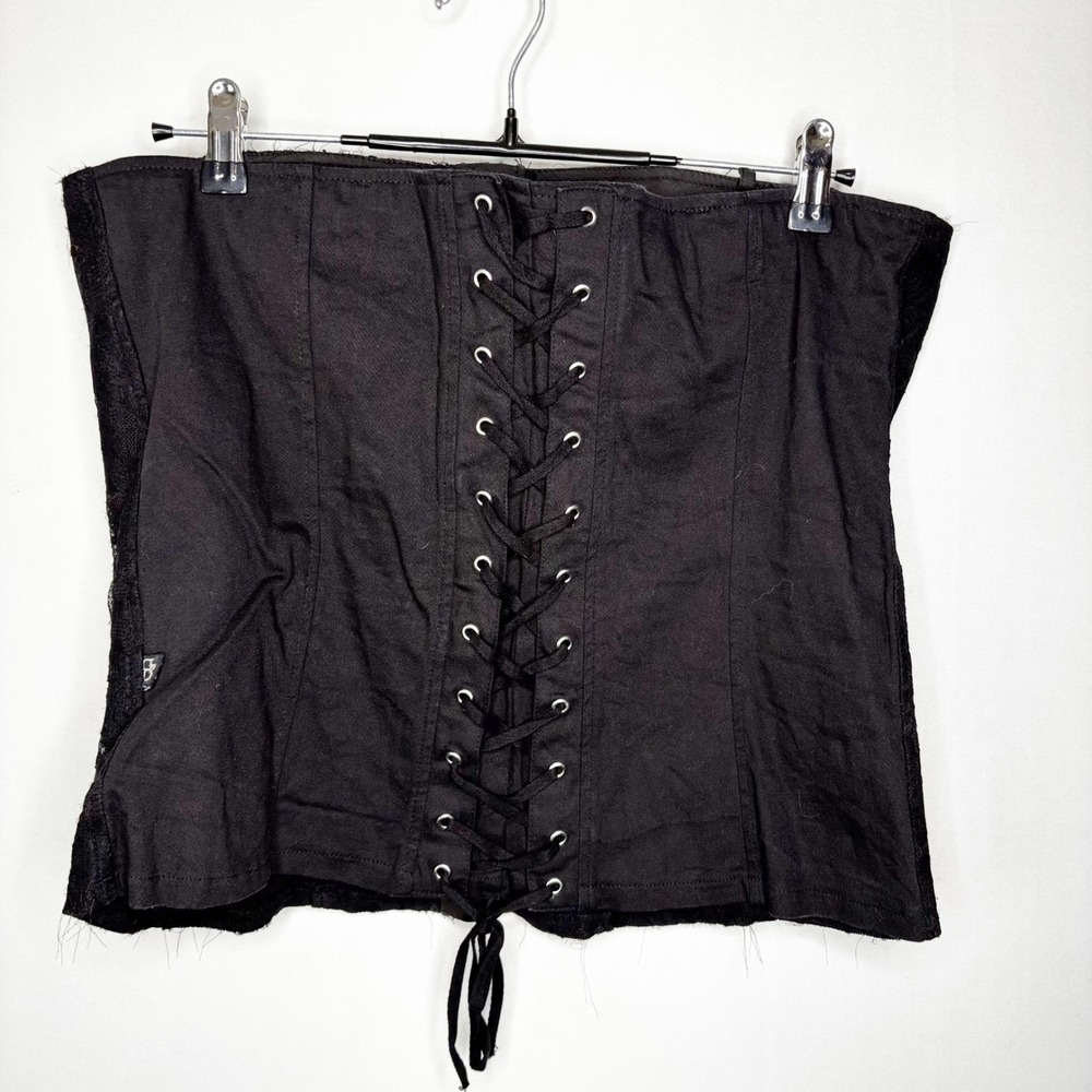 Royal Bones by Daang Black Lace Under Bust Corset Size XXL Hook Eye Front - Picture 6 of 10